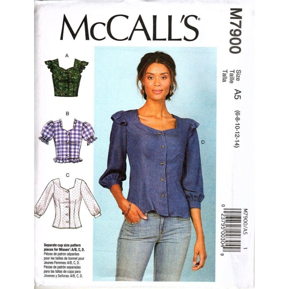 McCall's M7900 Misses 6 to 14 Princess Seam Top Uncut Sewing Pattern New